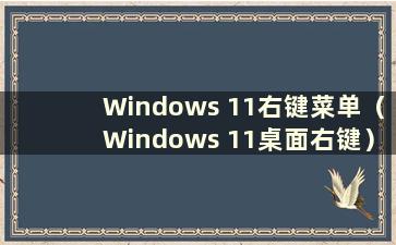 Windows 11右键菜单（Windows 11桌面右键）